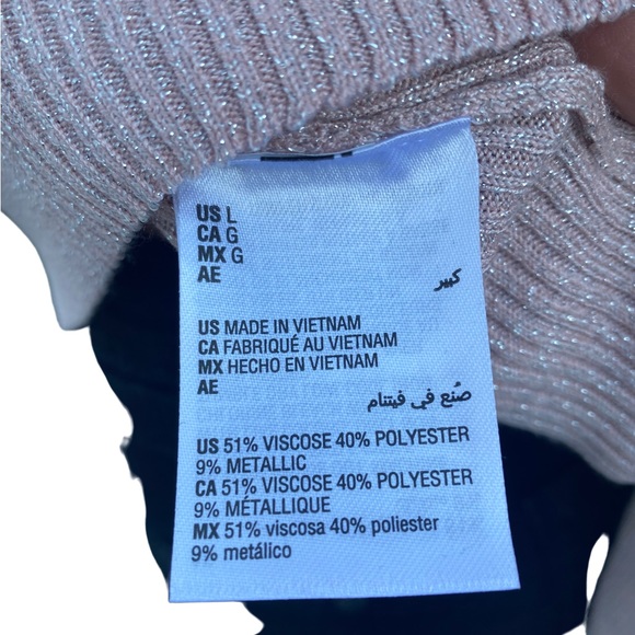 INC International Concepts Women's Pink Metallic-Knit Faux-Wrap Sweater L - Picture 7 of 8